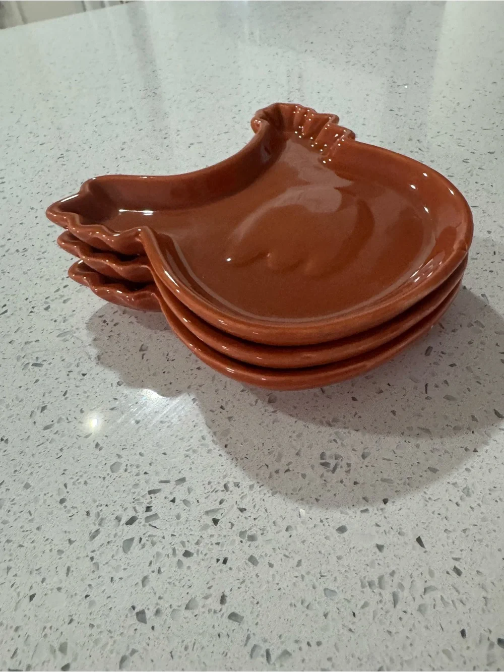 Brown Ceramic Chicken Trinket Dishes - Set of 3